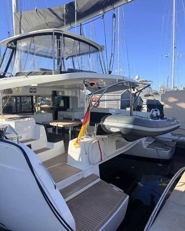 Deck of New Horizons, a Lagoon 46 catamaran at Palma de Mallorca, Spain