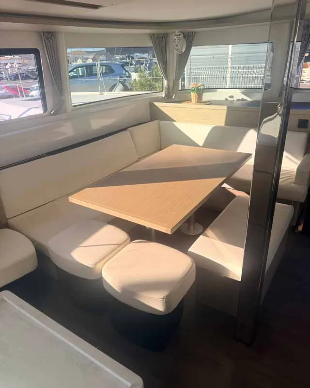 Salon of New Horizons, a Lagoon 46 catamaran at Palma de Mallorca, Spain