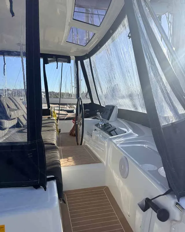 Cockpit of New Horizons, a Lagoon 46 catamaran at Palma de Mallorca, Spain