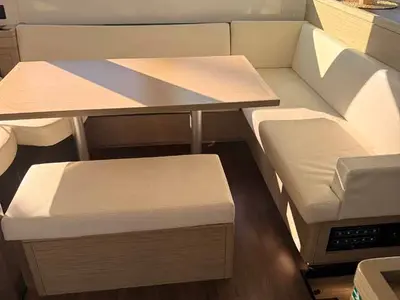 Salon of New Horizons, a Lagoon 46 catamaran at Palma de Mallorca, Spain