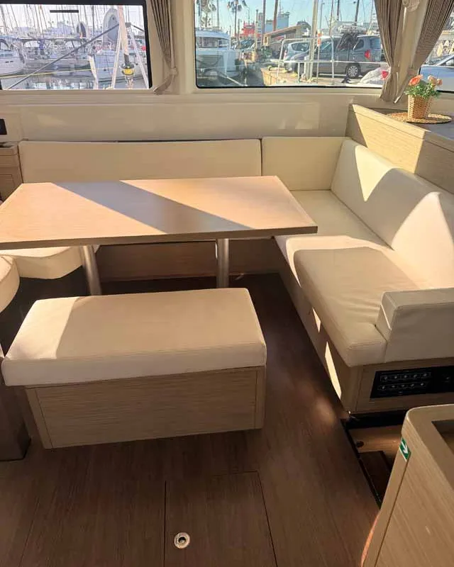 Salon of New Horizons, a Lagoon 46 catamaran at Palma de Mallorca, Spain