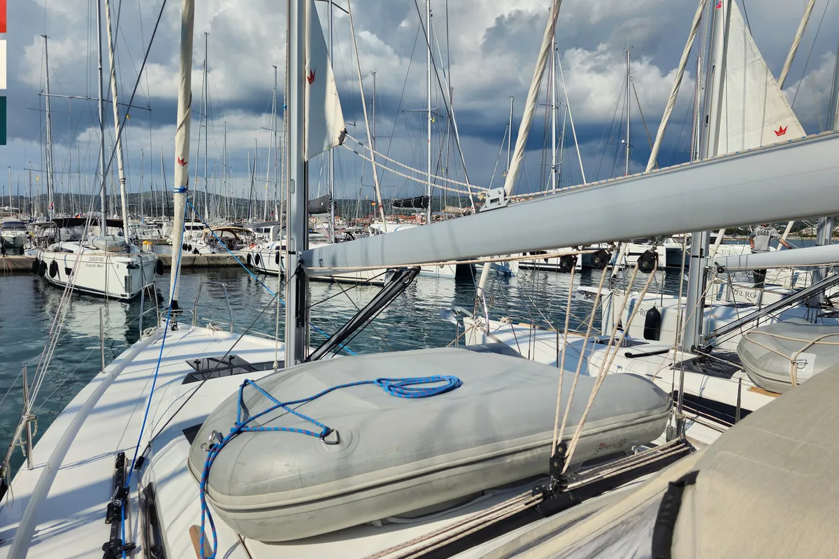 Deck of Maša, a Dufour 390 GL sailboat at Općina Rogoznica, Croatia