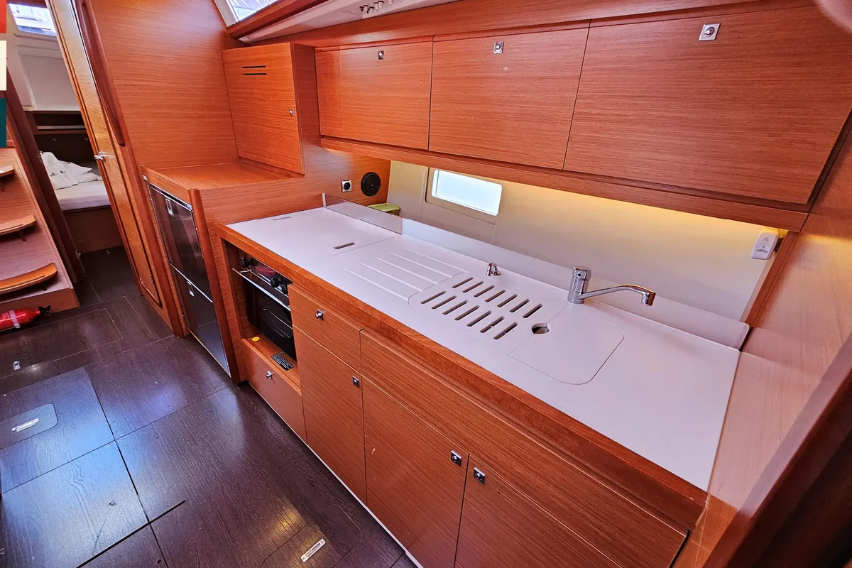 Galley of Maša, a Dufour 390 GL sailboat at Općina Rogoznica, Croatia