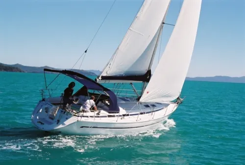 Exterior view of Dorothea, a Bavaria 41 sailboat at Kontokali, Greece