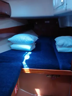 Cabin on Dorothea, a Bavaria 41 sailboat at Kontokali, Greece
