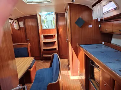Galley of Dorothea, a Bavaria 41 sailboat at Kontokali, Greece