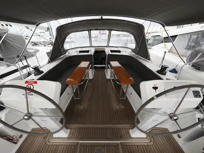 Cockpit of Pegasus, a Hanse 508 sailboat at Grad Biograd na Moru, Croatia