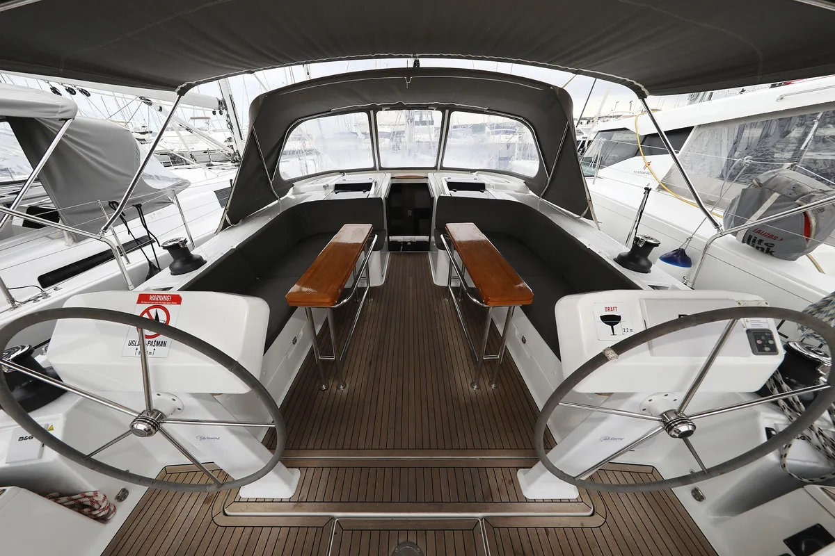 Cockpit of Pegasus, a Hanse 508 sailboat at Grad Biograd na Moru, Croatia