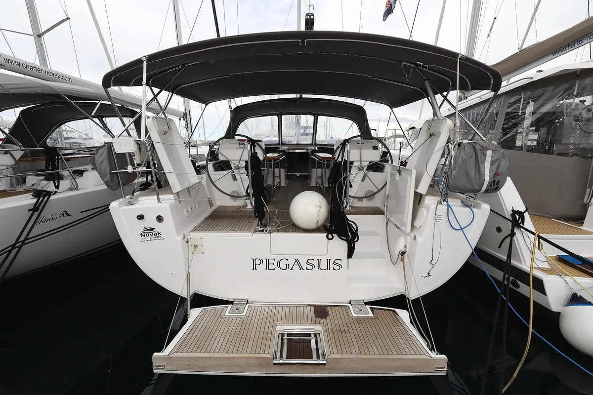 Exterior view of Pegasus, a Hanse 508 sailboat at Grad Biograd na Moru, Croatia