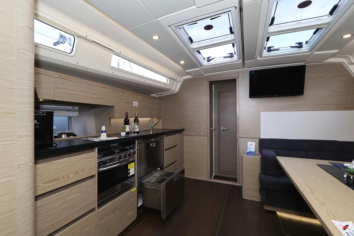 Galley of Pegasus, a Hanse 508 sailboat at Grad Biograd na Moru, Croatia