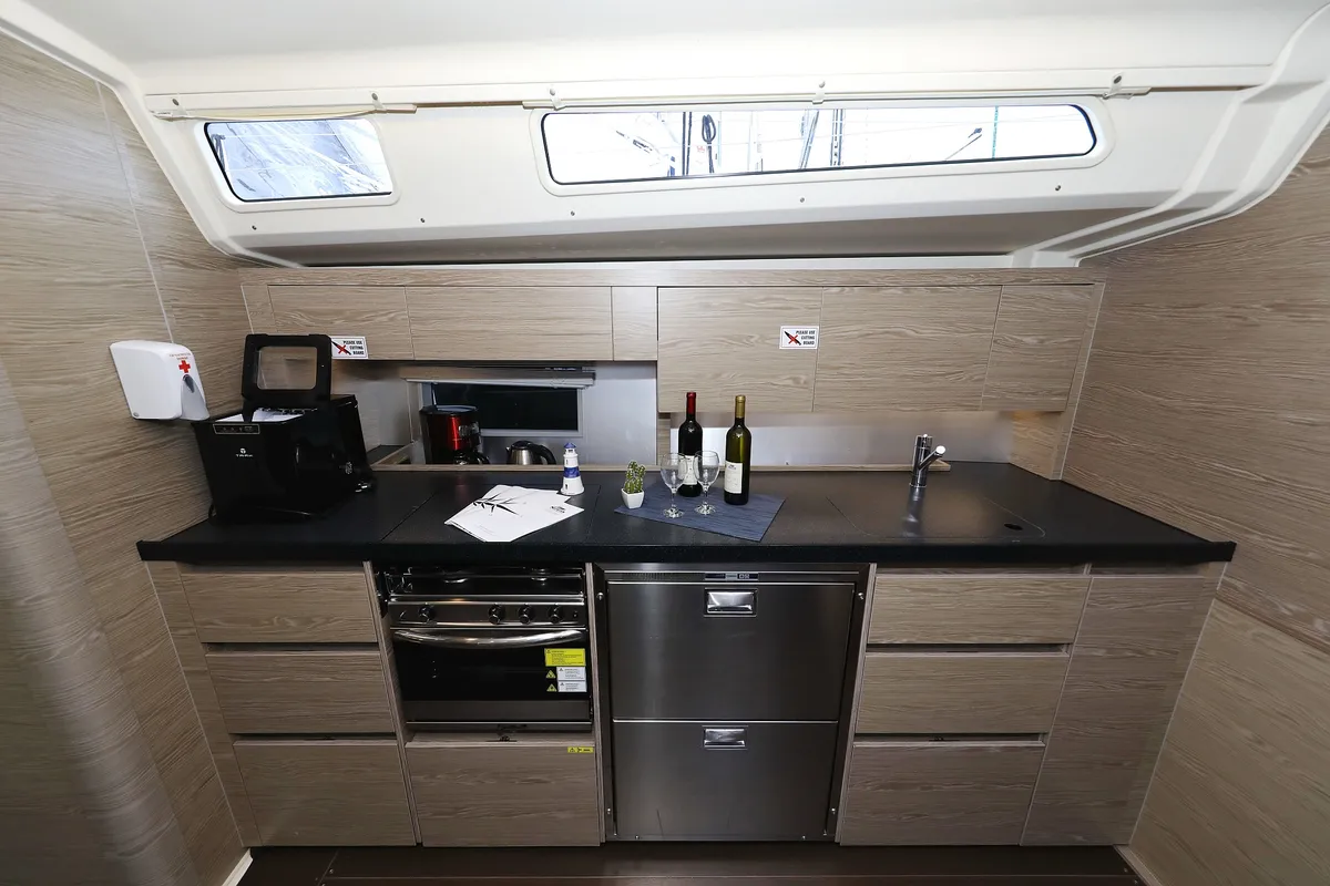 Galley of Pegasus, a Hanse 508 sailboat at Grad Biograd na Moru, Croatia