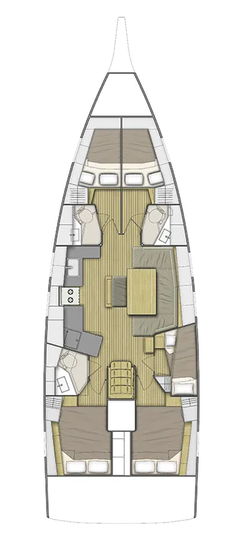 Floor plan of Sail Away, a Beneteau Oceanis 46.1 sailboat at Athens, Greece