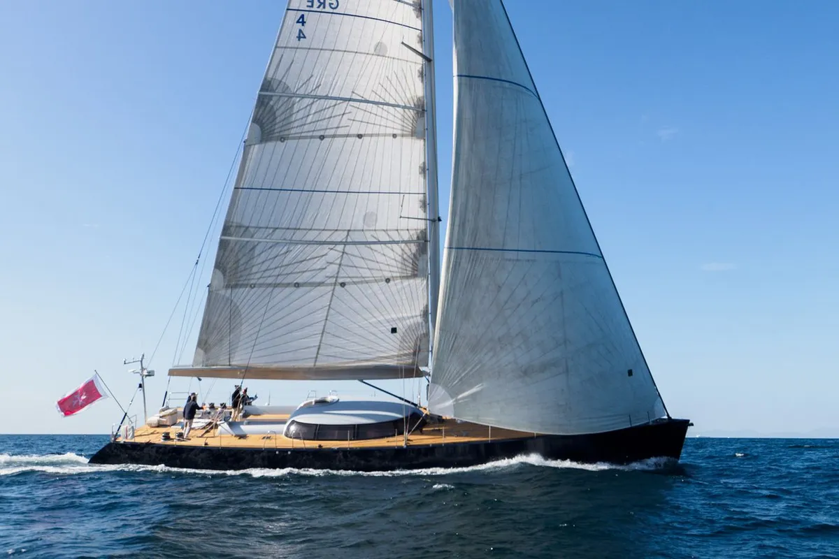 Exterior view of Meliti, a Joubert and Nivelt Garcia Yachts 86 sailboat at Athens, Greece