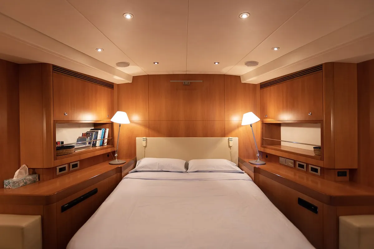 Cabin on Meliti, a Joubert and Nivelt Garcia Yachts 86 sailboat at Athens, Greece