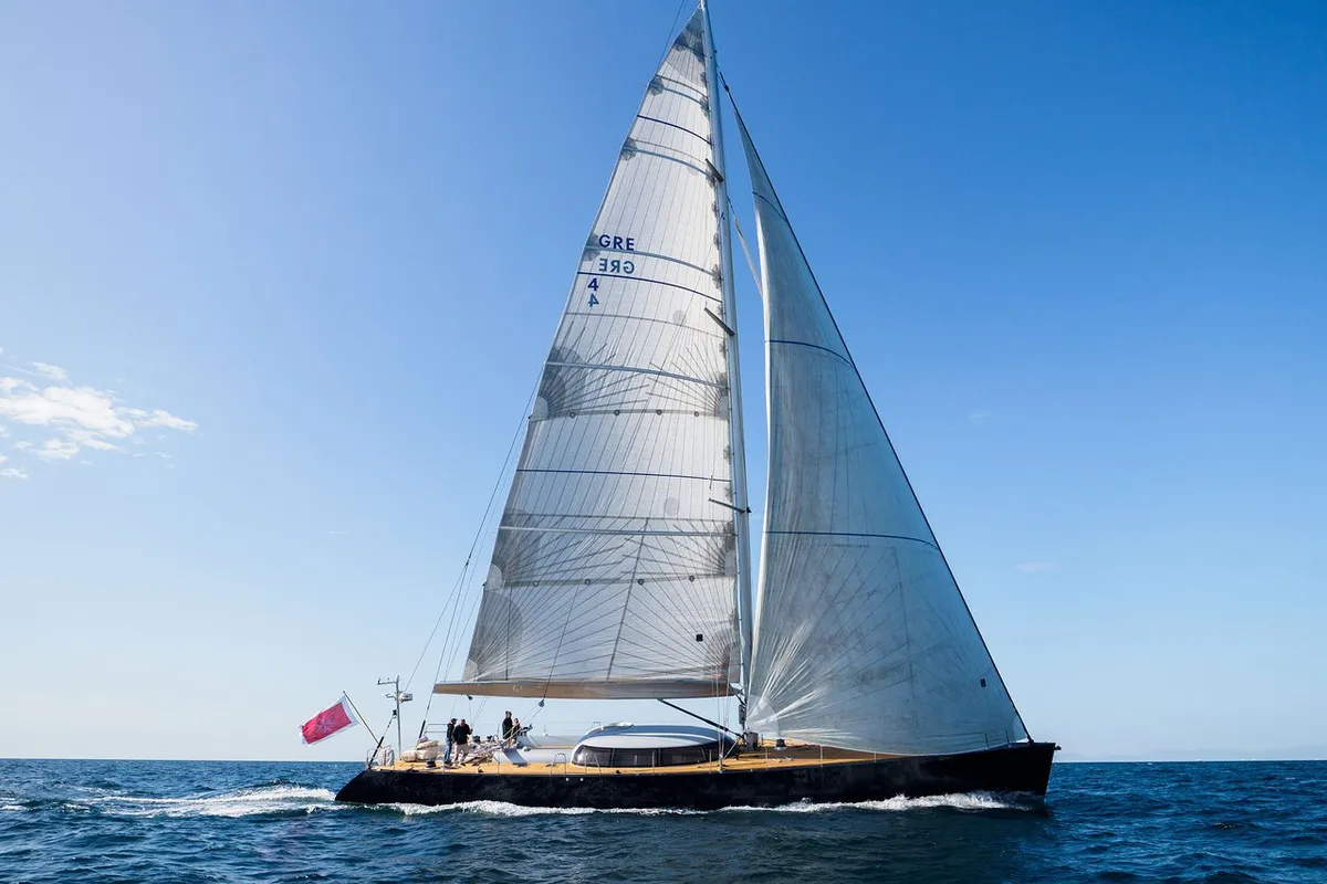 Exterior view of Meliti, a Joubert and Nivelt Garcia Yachts 86 sailboat at Athens, Greece