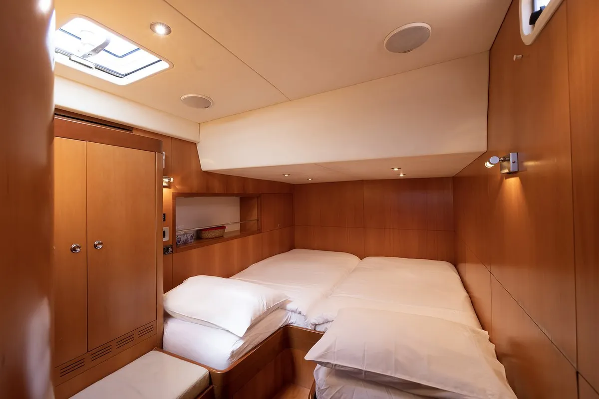 Cabin on Meliti, a Joubert and Nivelt Garcia Yachts 86 sailboat at Athens, Greece