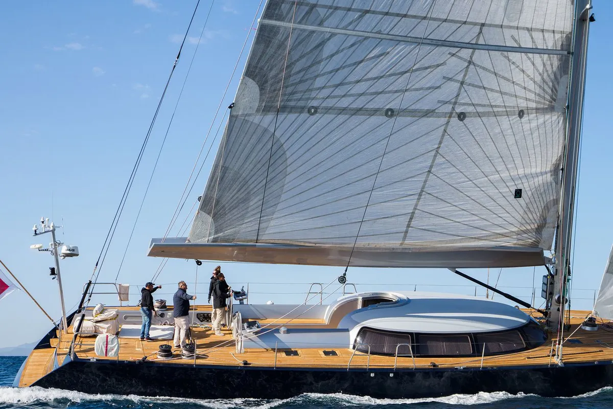 Exterior view of Meliti, a Joubert and Nivelt Garcia Yachts 86 sailboat at Athens, Greece