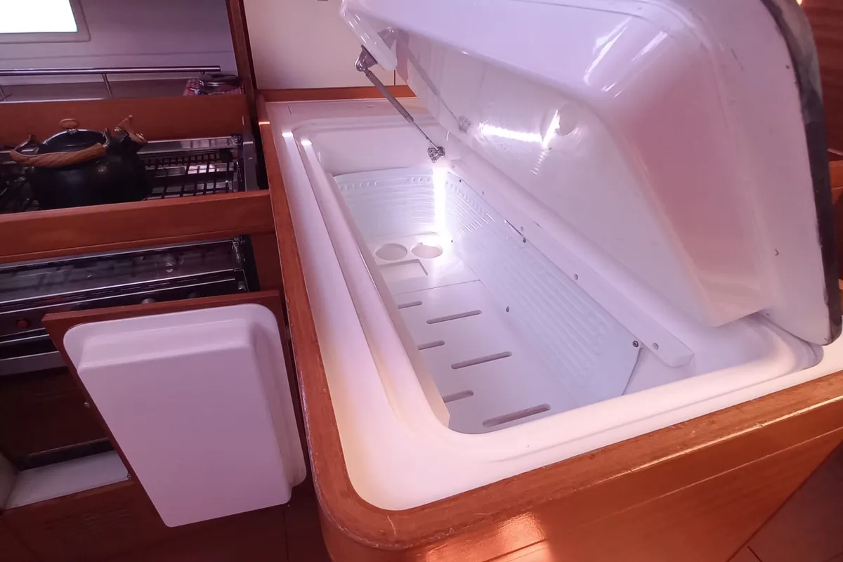 Galley of Pandeia, a Dufour 450 Grand Large sailboat at Marmaris, Turkey