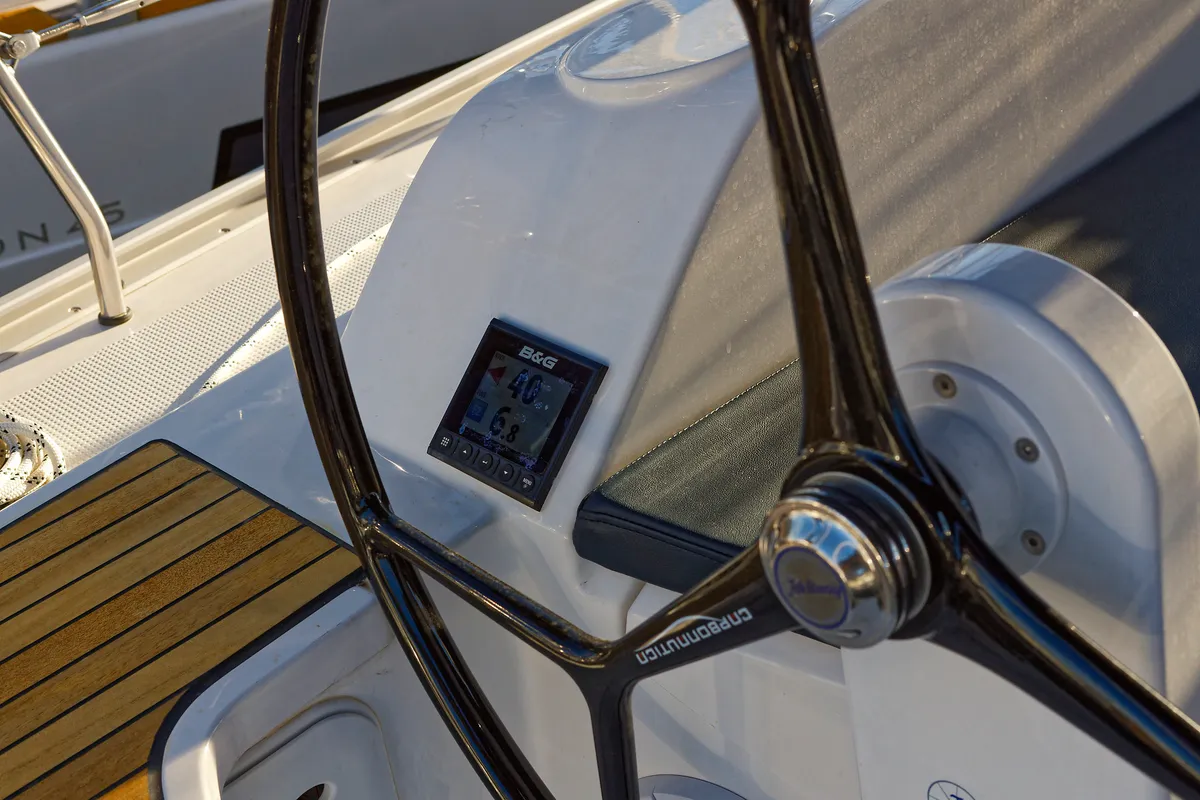 Cockpit of Val, a Bavaria Cruiser 46 sailboat at Grad Kaštela, Croatia