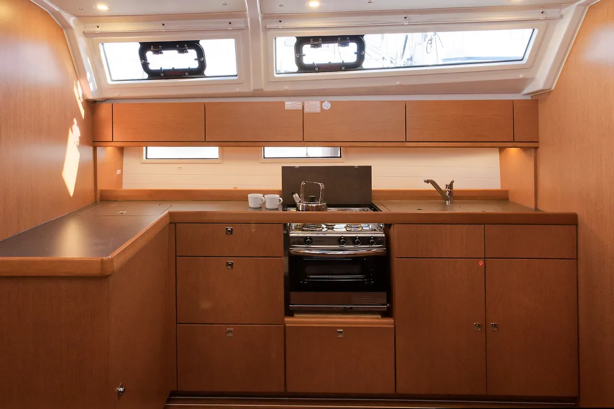 Galley of Val, a Bavaria Cruiser 46 sailboat at Grad Kaštela, Croatia