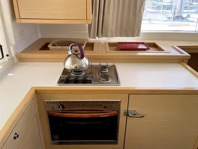 Galley of Altair, a Lagoon 450 F catamaran at Athens, Greece