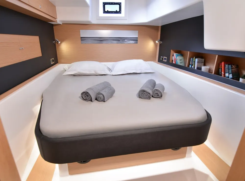 Cabin on Paris, a Dufour Catamaran 48 catamaran at Capo d'Orlando, Italy
