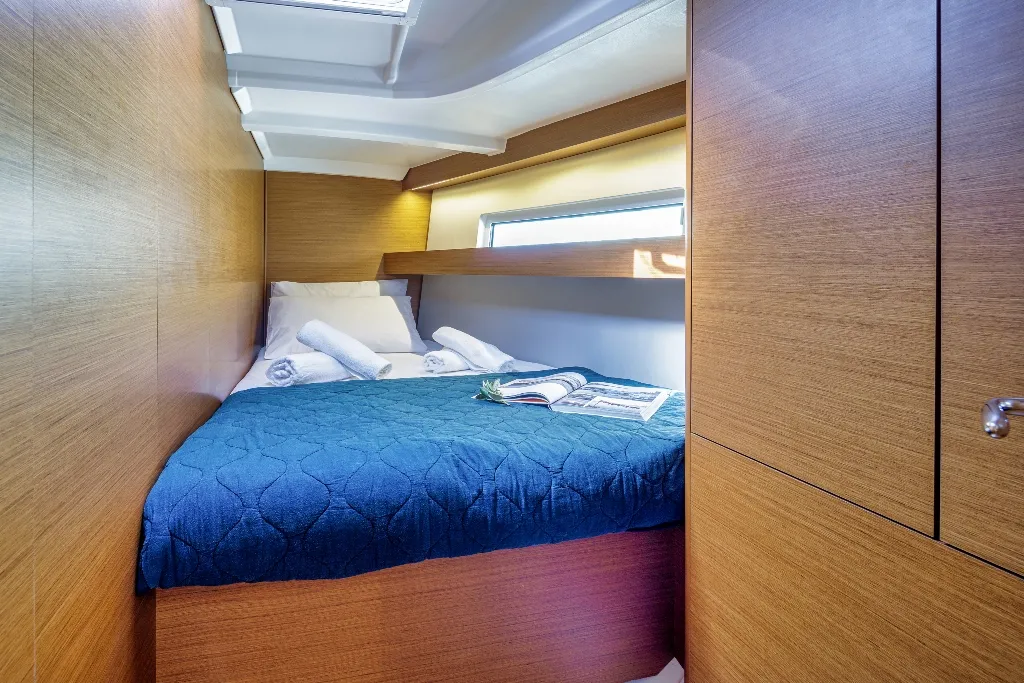 Cabin on Thousand Sunny, a Jeanneau Sun Odyssey 440 sailboat at Municipal Unit of Rhodes, Greece