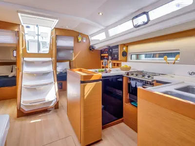 Galley of Thousand Sunny, a Jeanneau Sun Odyssey 440 sailboat at Municipal Unit of Rhodes, Greece