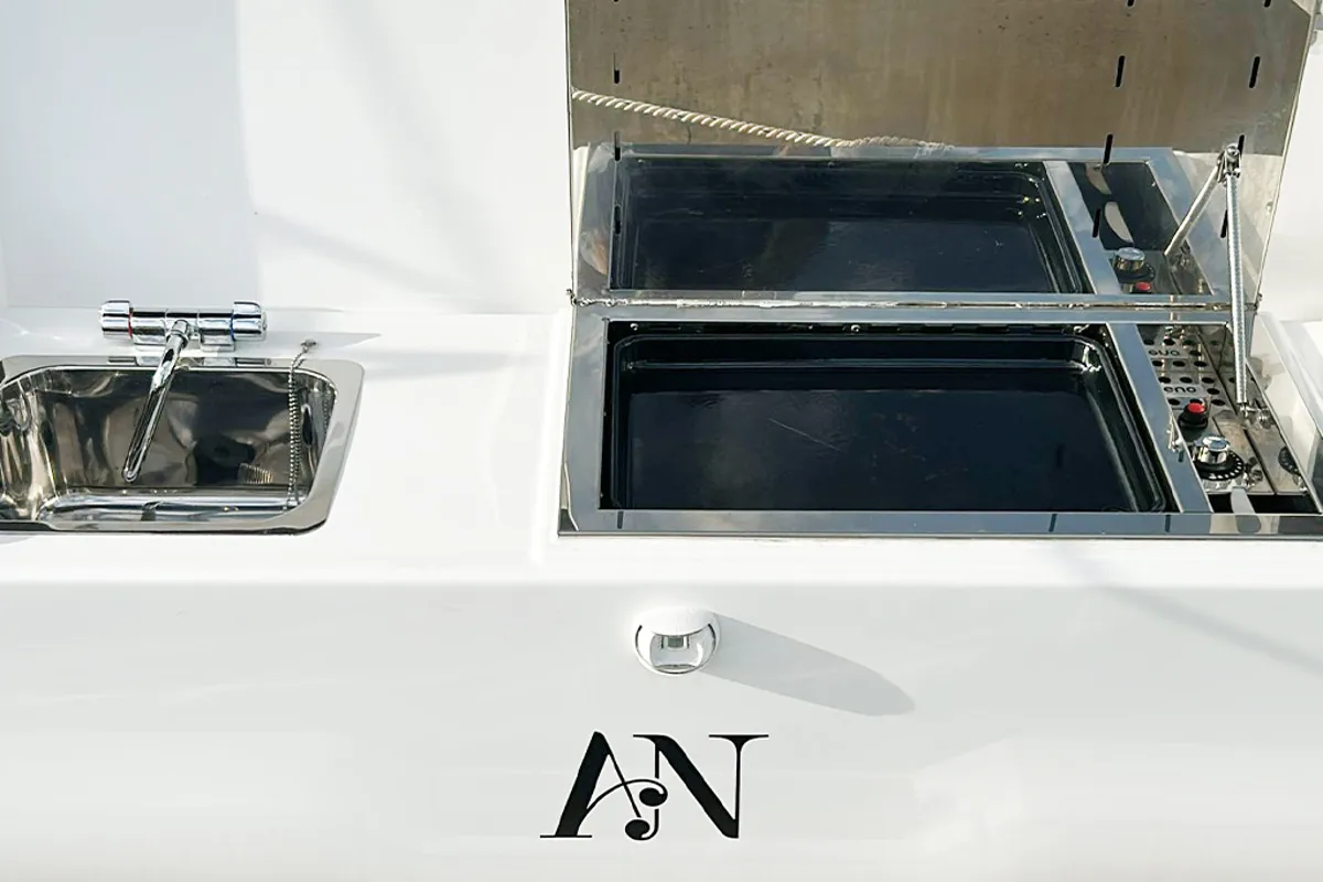 Deck of AN, a Dufour 470 sailboat at es Jonquet, Spain
