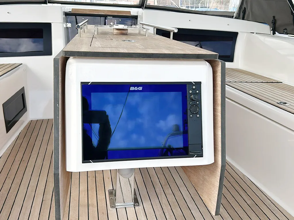 Cockpit of AN, a Dufour 470 sailboat at es Jonquet, Spain