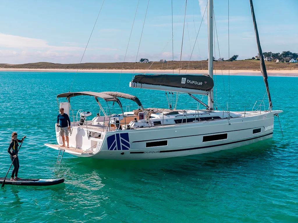 Exterior view of AN, a Dufour 470 sailboat at es Jonquet, Spain