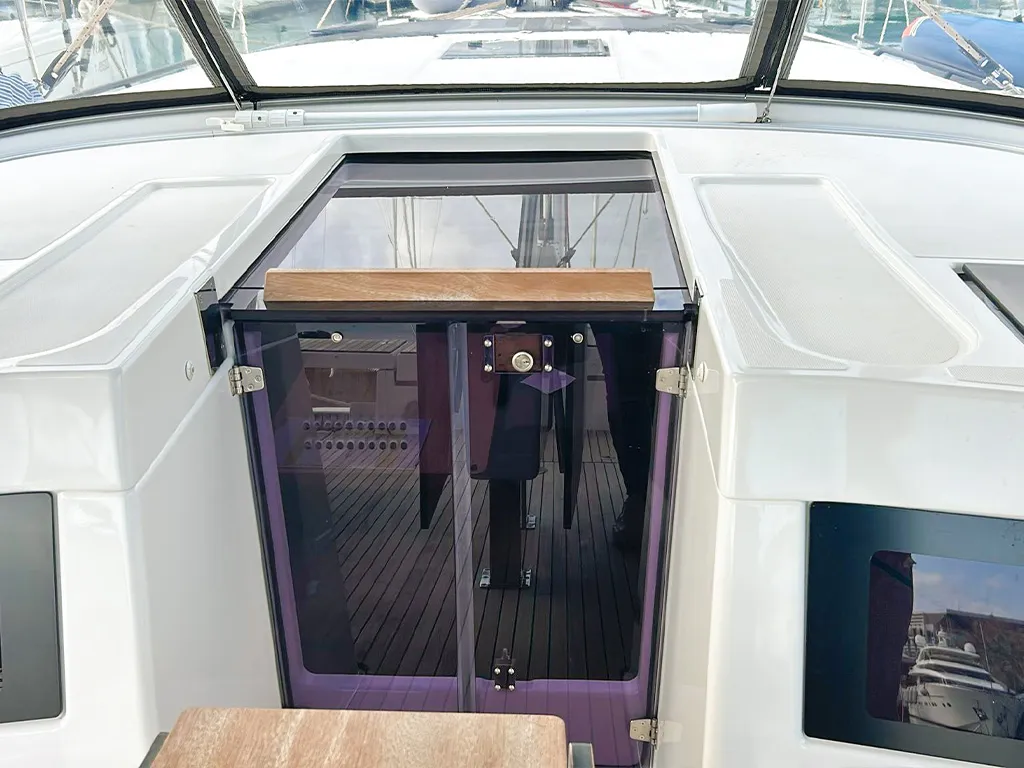 Deck of AN, a Dufour 470 sailboat at es Jonquet, Spain
