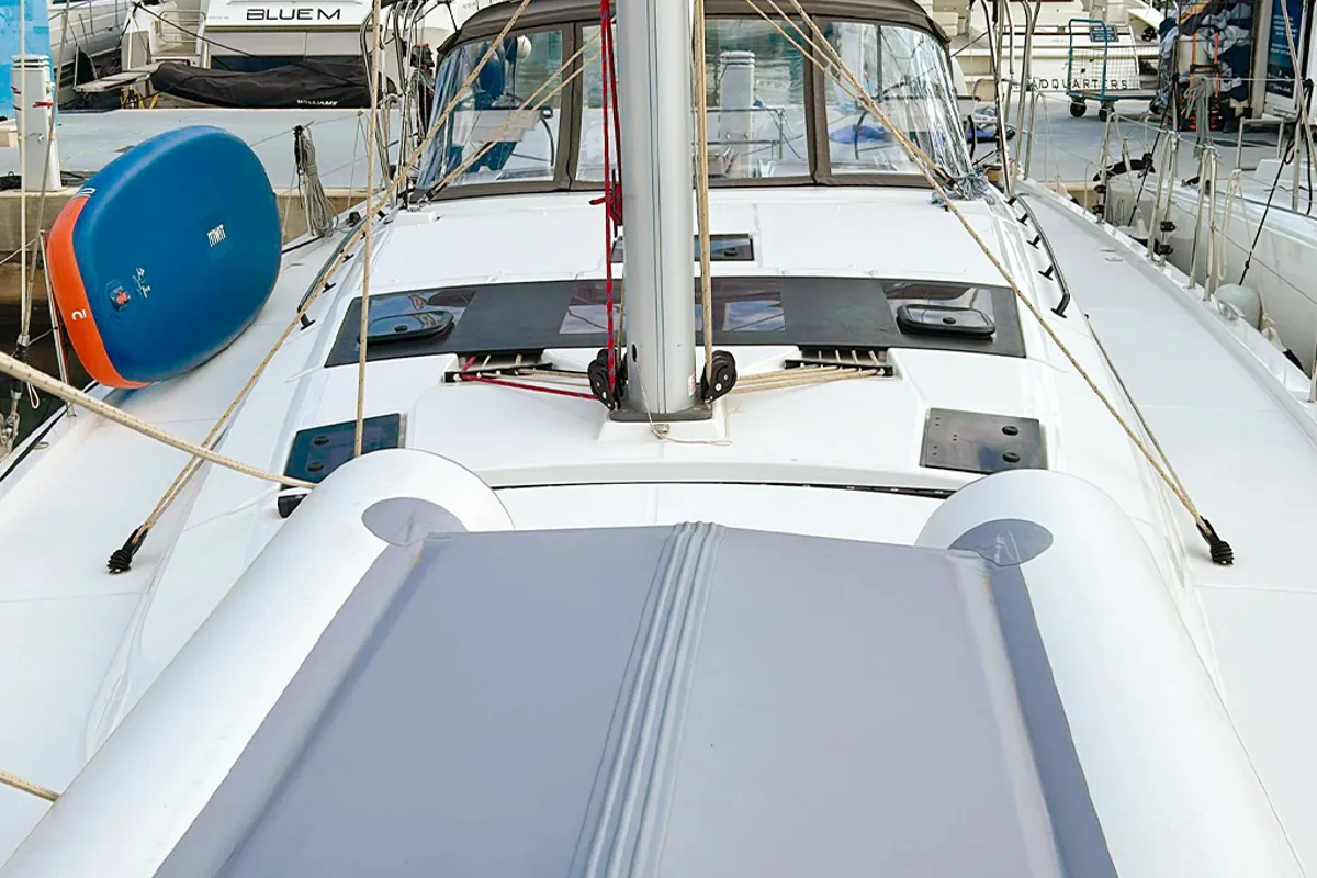 Deck of AN, a Dufour 470 sailboat at es Jonquet, Spain