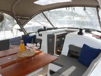 Deck of Bohemian Rhapsody, a Jeanneau Sun Odyssey 440 sailboat at Općina Sukošan, Croatia