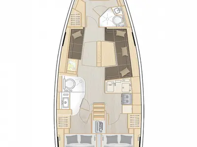 Floor plan of Calliope, a Hanse 418 sailboat at Grad Biograd na Moru, Croatia