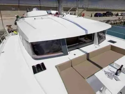Deck of Sea Eagle III, a Fountaine Pajot New 41 catamaran at Rodi Garganico, Italy