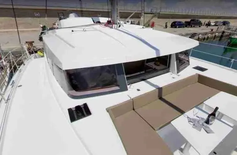 Deck of Sea Eagle III, a Fountaine Pajot New 41 catamaran at Rodi Garganico, Italy