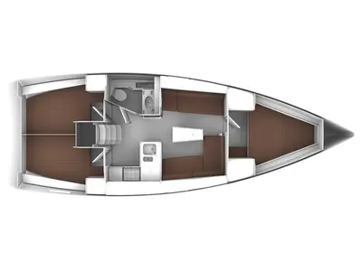 Floor plan of Twister, a Bavaria Cruiser 37 sailboat at Općina Sukošan, Croatia