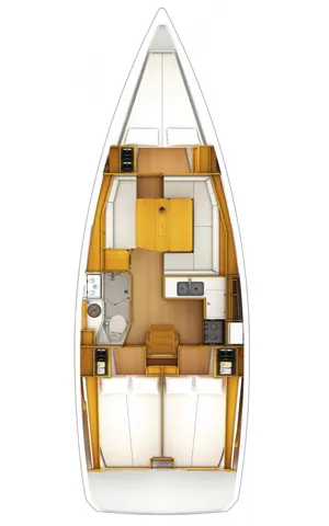 Floor plan of Fearless, a Jeanneau Sun Odyssey 379 sailboat at Municipal Unit of Lefkada, Greece