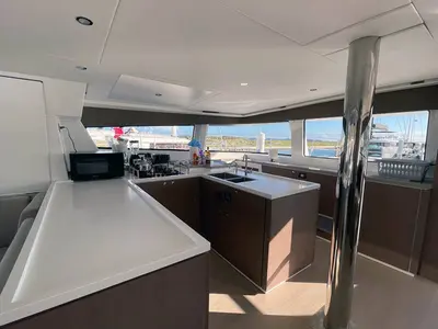 Galley of Ne Plus Ultra, a Bali 5.4 catamaran at Road Town, British Virgin Islands