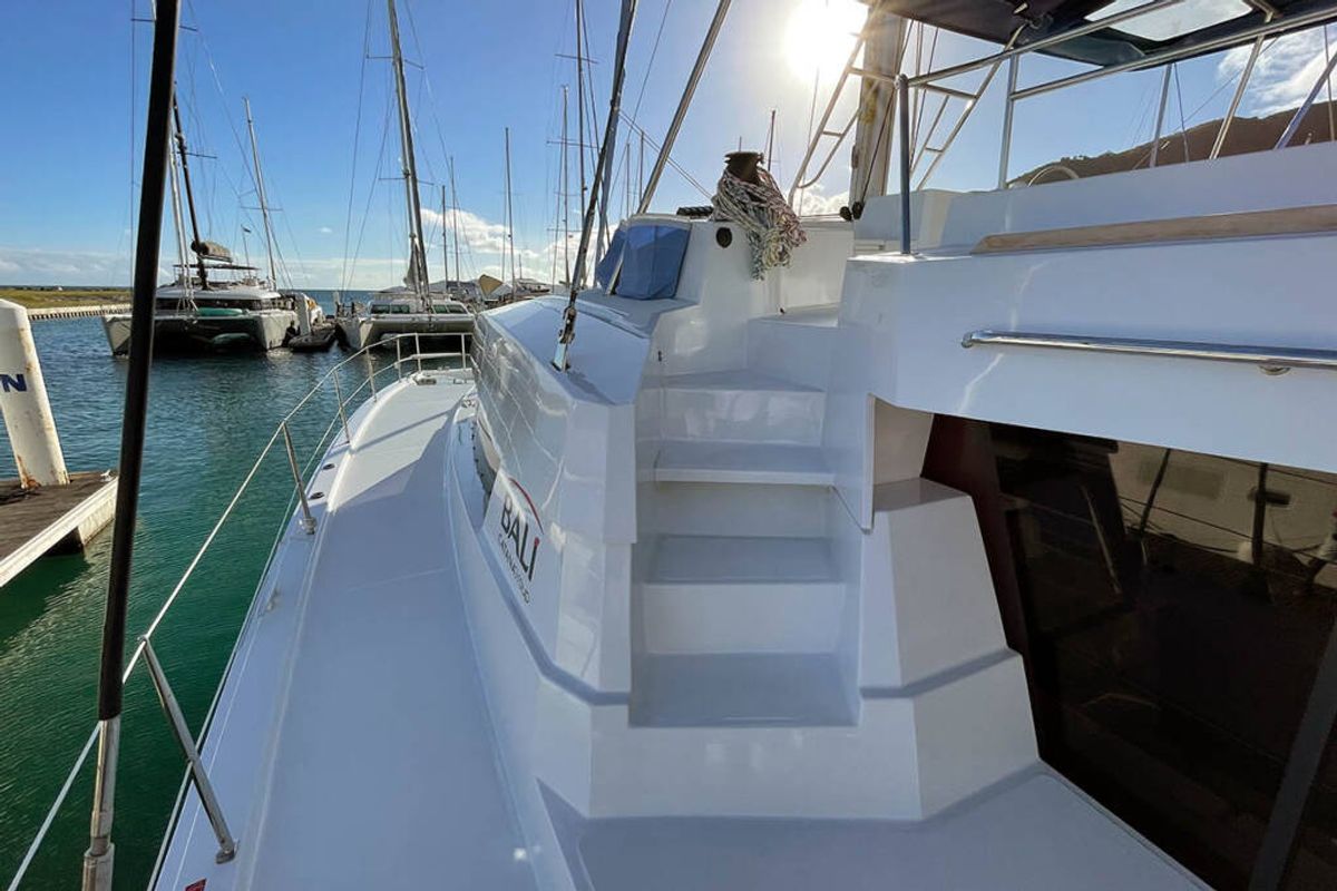 Exterior view of Ne Plus Ultra, a Bali 5.4 catamaran at Road Town, British Virgin Islands