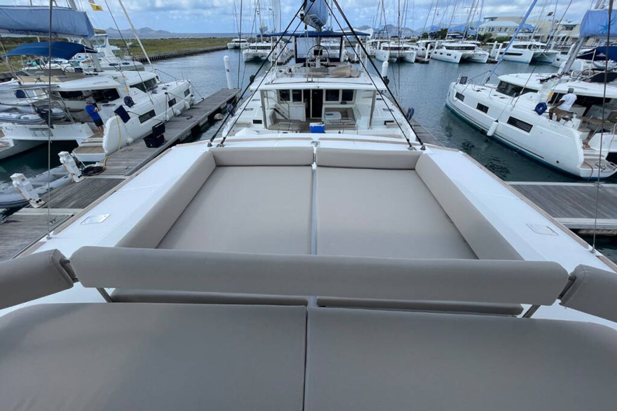 Deck of Ne Plus Ultra, a Bali 5.4 catamaran at Road Town, British Virgin Islands