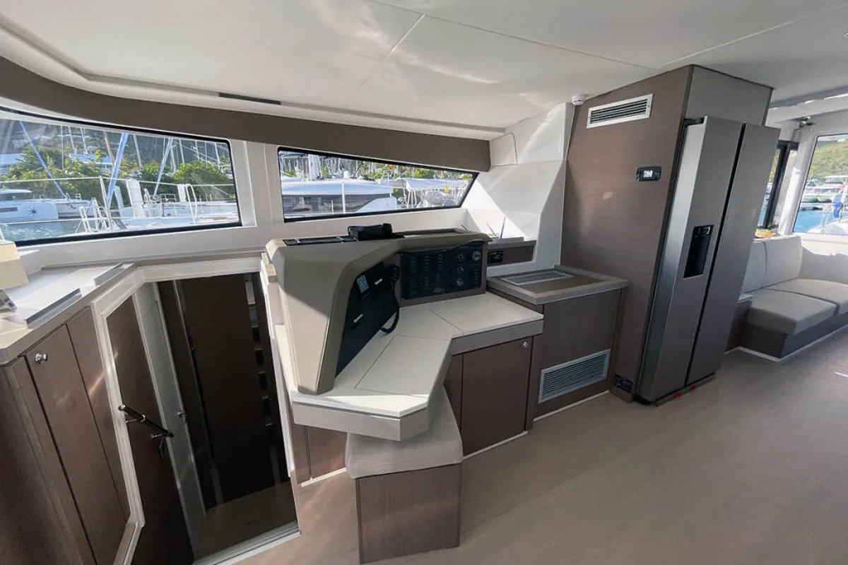 Cockpit of Ne Plus Ultra, a Bali 5.4 catamaran at Road Town, British Virgin Islands
