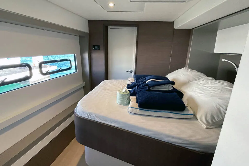 Cabin on Ne Plus Ultra, a Bali 5.4 catamaran at Road Town, British Virgin Islands
