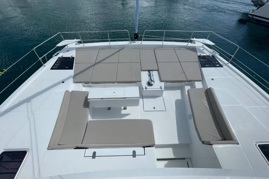 Deck of Ne Plus Ultra, a Bali 5.4 catamaran at Road Town, British Virgin Islands