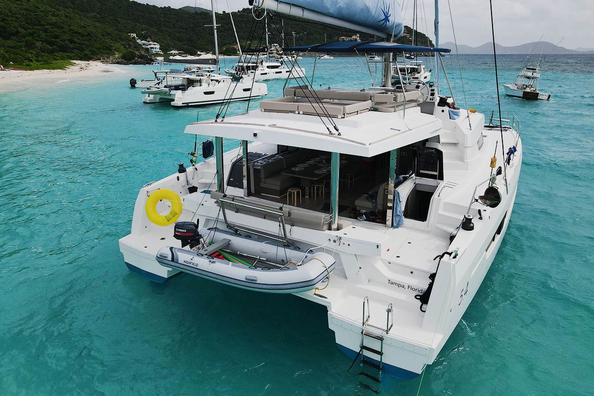 Exterior view of Ne Plus Ultra, a Bali 5.4 catamaran at Road Town, British Virgin Islands