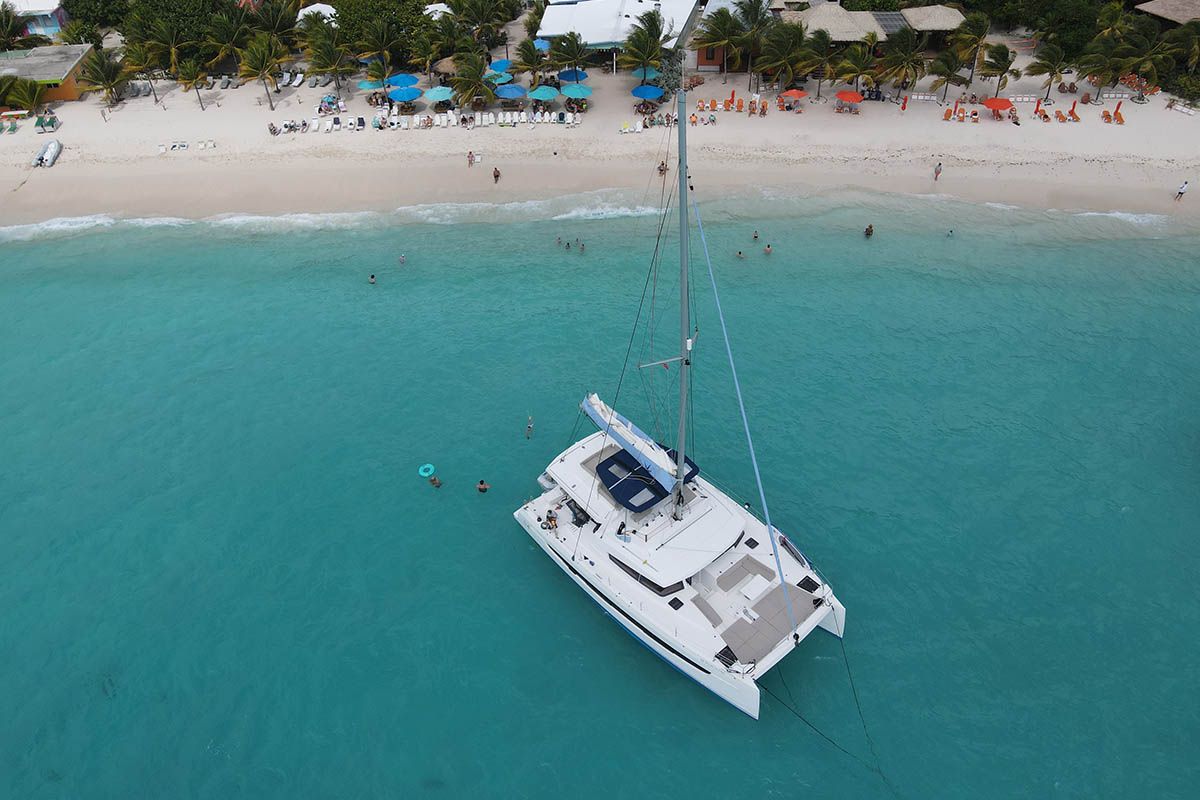 Exterior view of Ne Plus Ultra, a Bali 5.4 catamaran at Road Town, British Virgin Islands