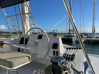 Cockpit of Ne Plus Ultra, a Bali 5.4 catamaran at Road Town, British Virgin Islands