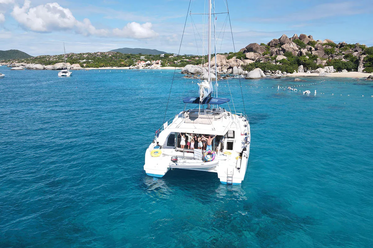 Exterior view of Ne Plus Ultra, a Bali 5.4 catamaran at Road Town, British Virgin Islands