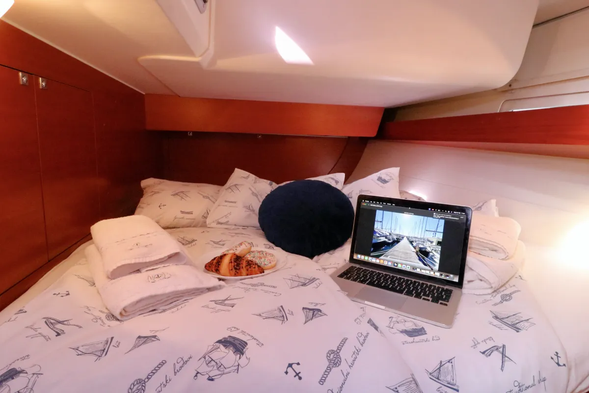 Cabin on Alila III, a Dufour 460 GL sailboat at Grad Kaštela, Croatia